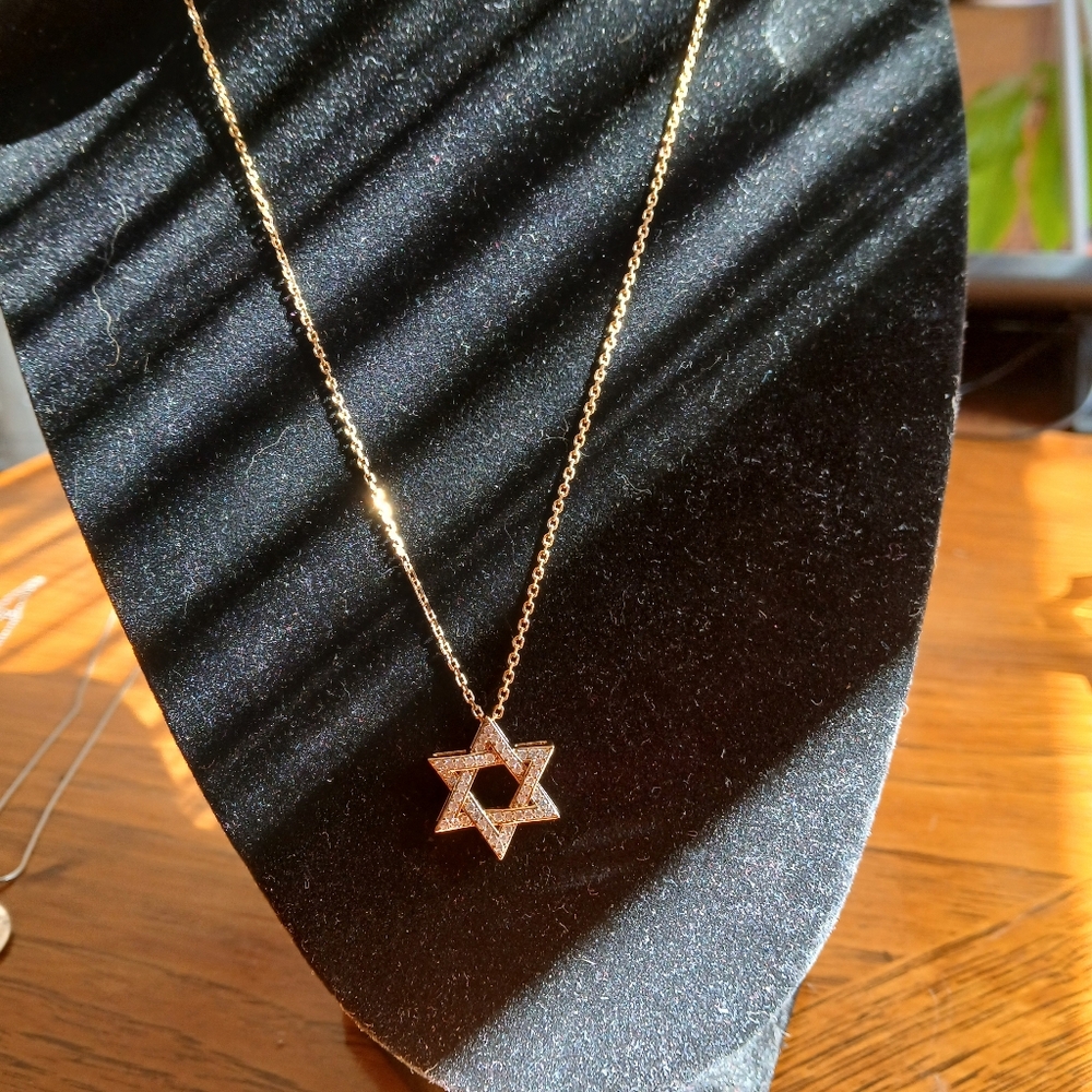 Star Of David Gold Over Sterling Necklace